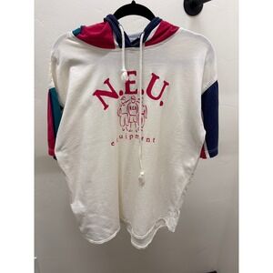 Vintage‎ NEU Equipment Short Sleeve Hoodie Mens Large White Y2K 90s Colorblock